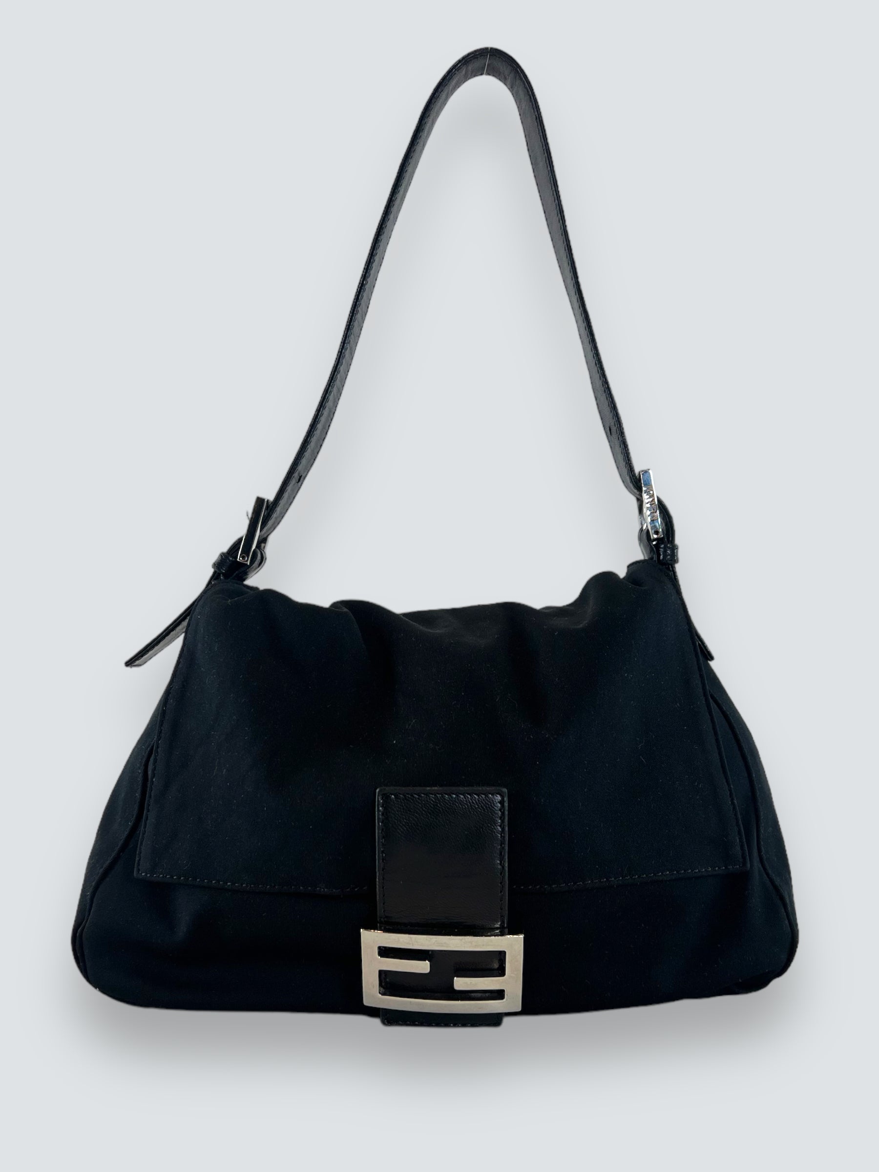 Fendi Black Nylon Mama Baguette Shoulder Bag