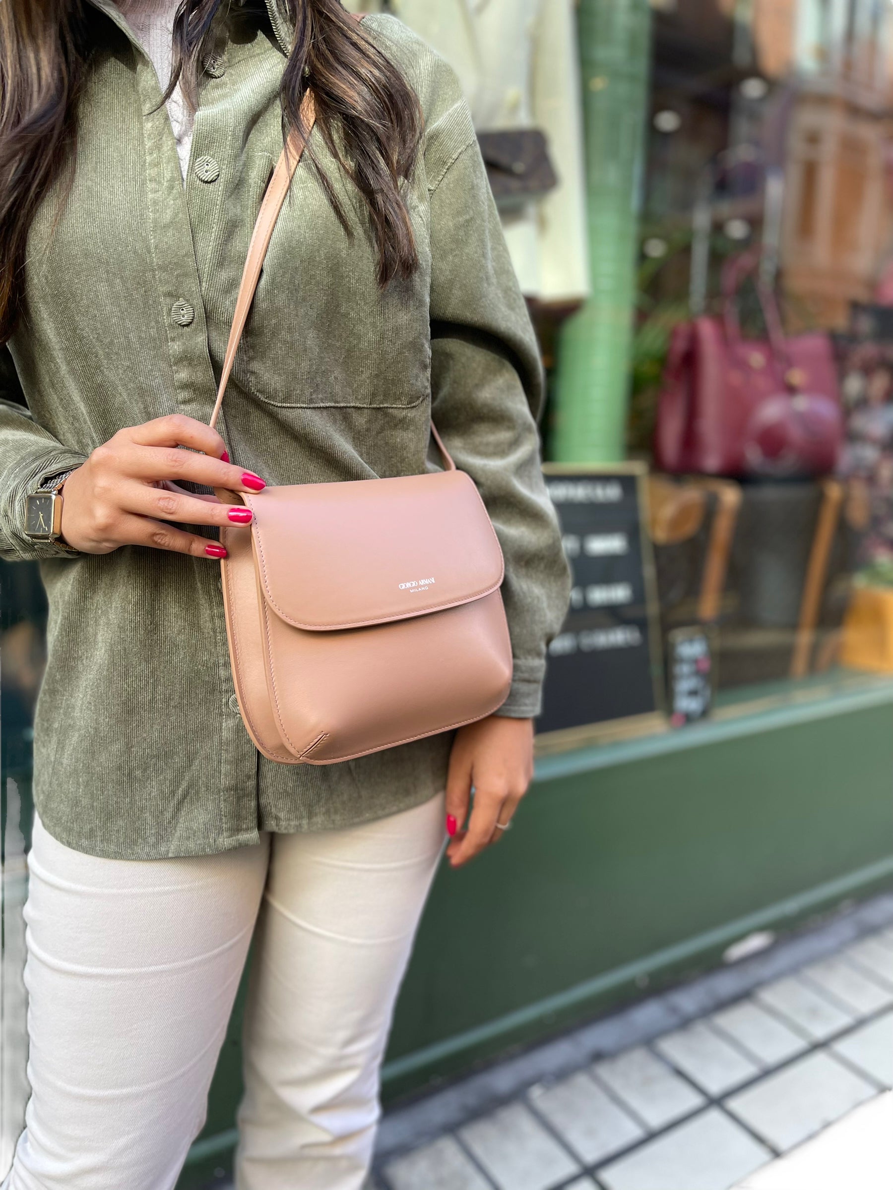 Giorgio Armani Tan Leather La Prima Shoulder Bag Siopaella