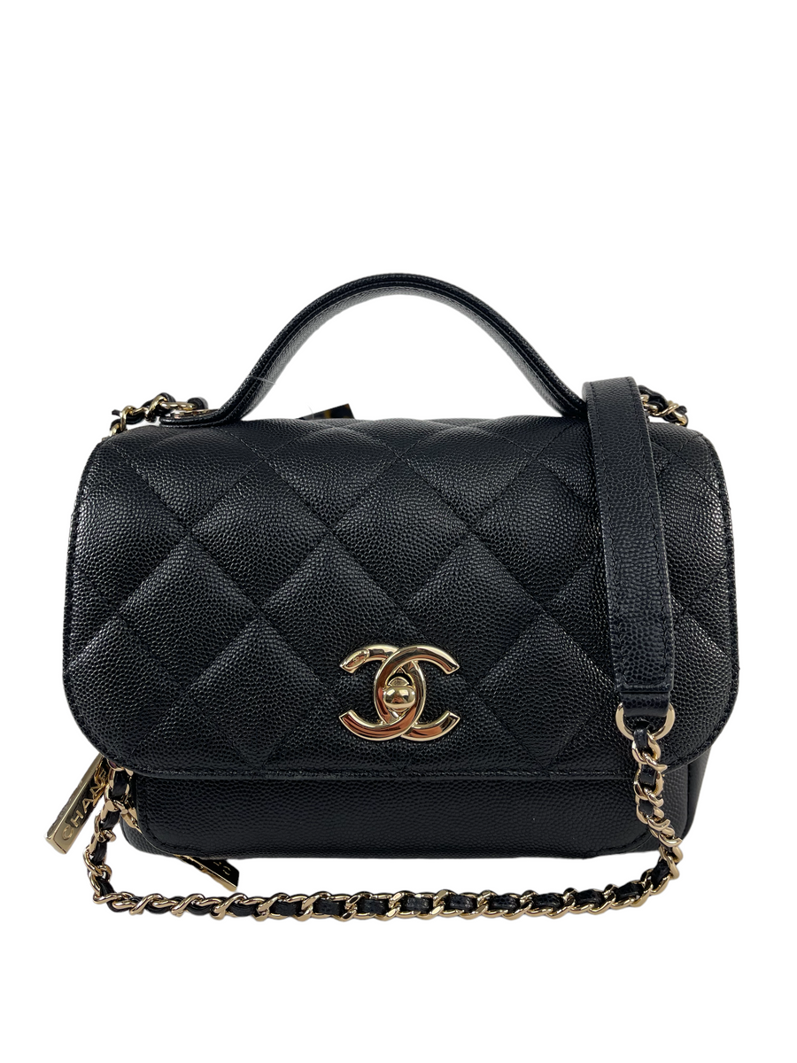 Authentic Chanel Black Caviar Leather Medium Business Affinity Flap Ba –  Paris Station Shop