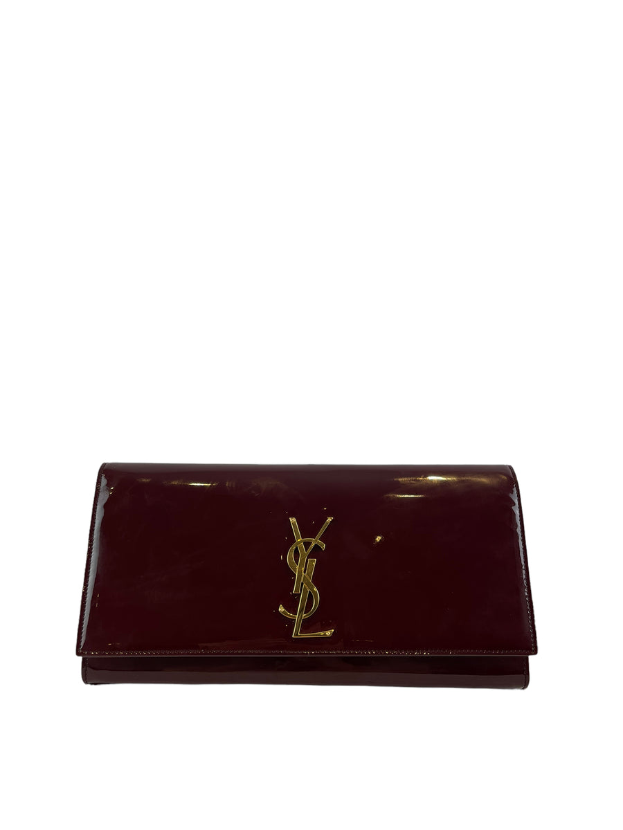 Saint Laurent Burgundy Patent Leather Clutch – Siopaella Designer