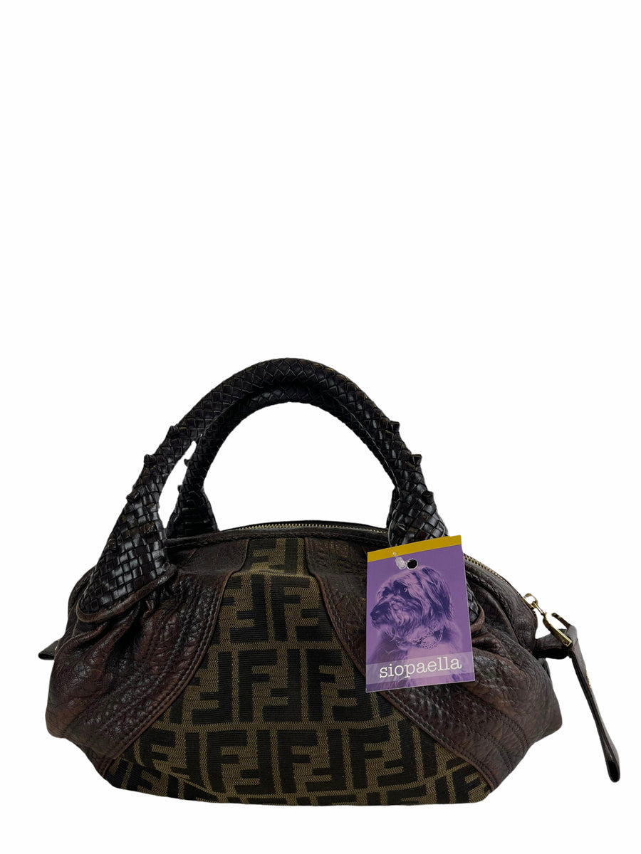 Fendi Brown Monogram Canvas Mini 'Spy' Bag by Siopaella Designs