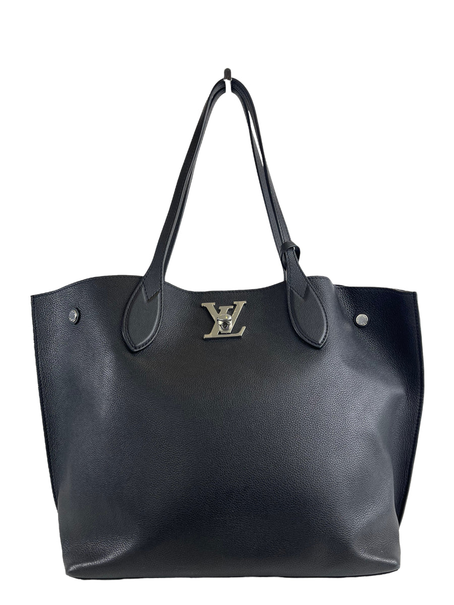 Louis Vuitton Black Grained Leather LockMe Go Tote – Siopaella