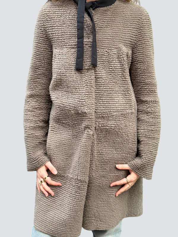 MiuMiu Grey Sheepskin Coat - Reversible - Size small