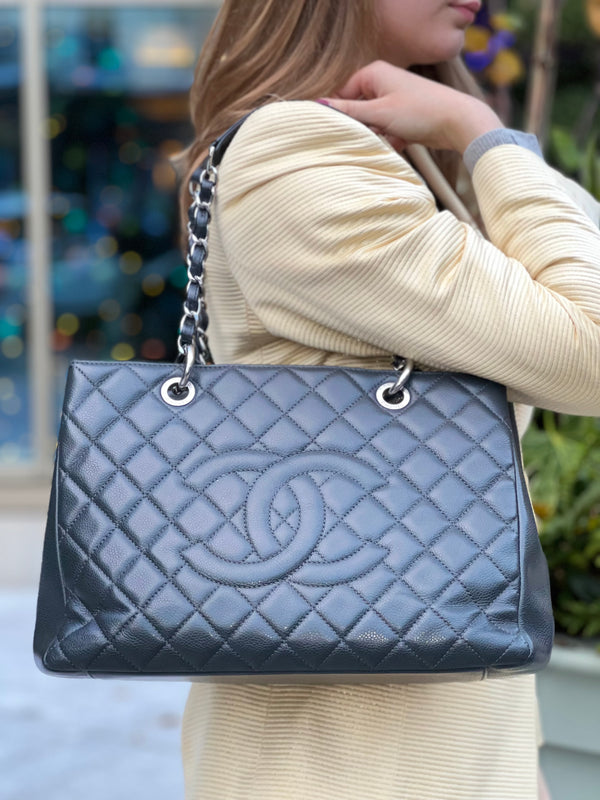 Chanel Charcoal Caviar Leather GST