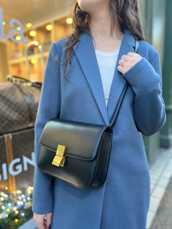 Celine Black Calfskin Leather Box Bag