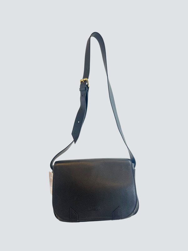 LANDA Black Leather Crossbody Handbag