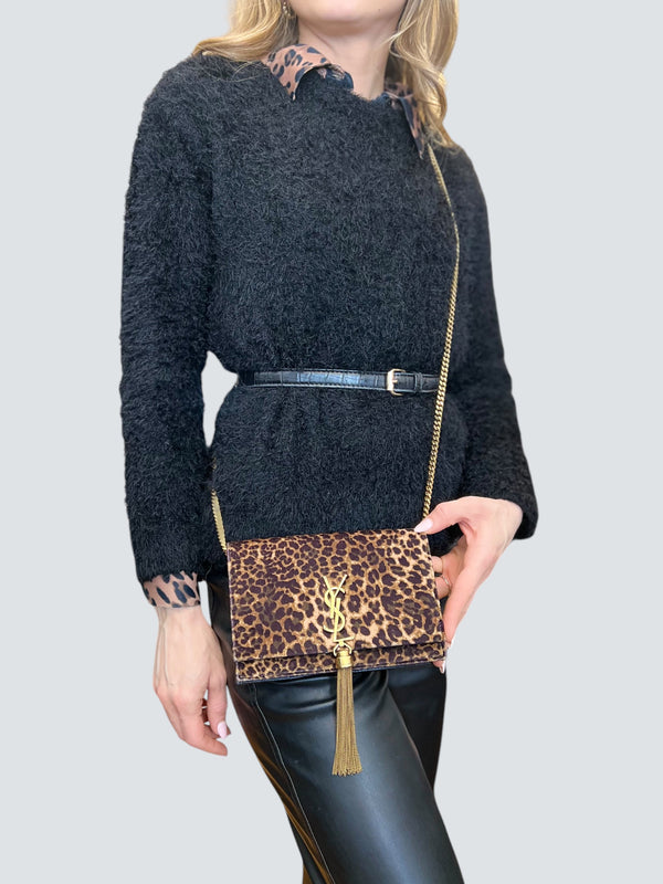 Saint Laurent Leopard Print "Kate" Crossbody