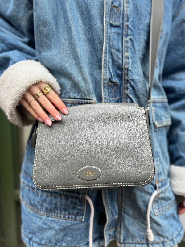 Mulberry Grey Leather “Billie” Crossbody