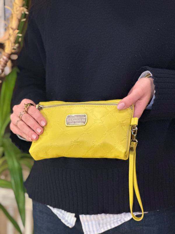 Longchamp Cuir Wristlet Yellow Clutch