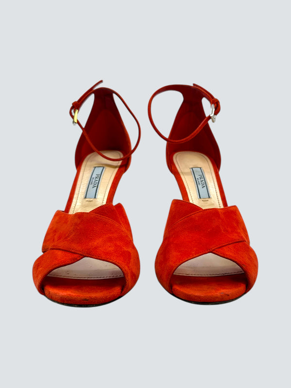 Prada Orange/Red Suede Shoes