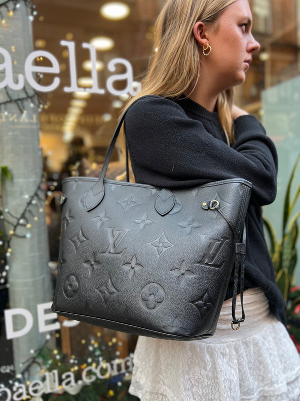 Louis Vuitton Black Empreinte Leather Neverfull MM