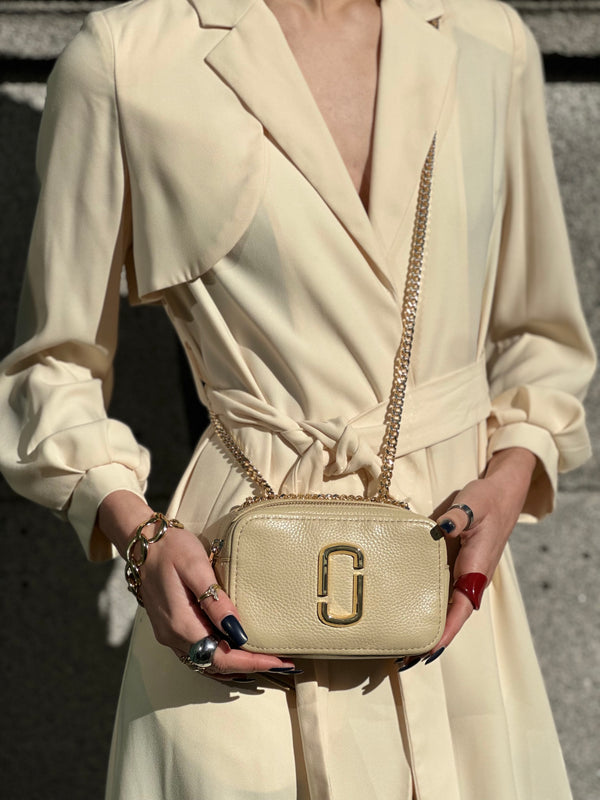 Marc Jacobs Beige Leather “The Glam Shot 17” Crossbody