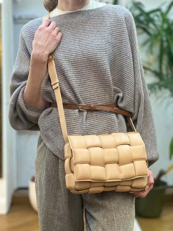 Bottega Cream Quilted Leather Padded Cassette Crossbody