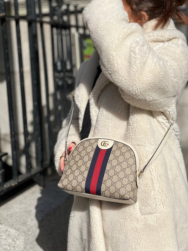 Gucci Monogram Canvas & Leather Ophidia Crossbody