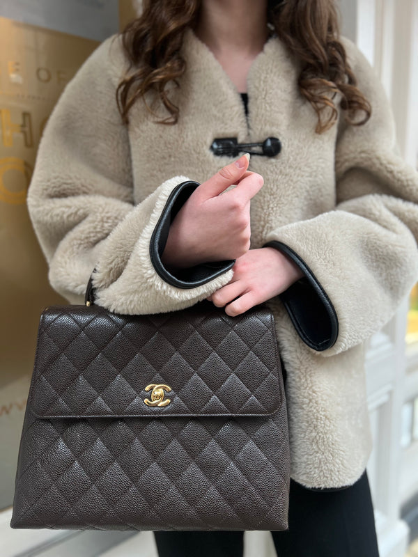 Chanel Brown Caviar Leather Kelly Handbag