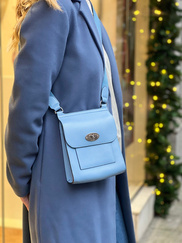 Mulberry Baby Blue Leather Small "Antony" Messenger