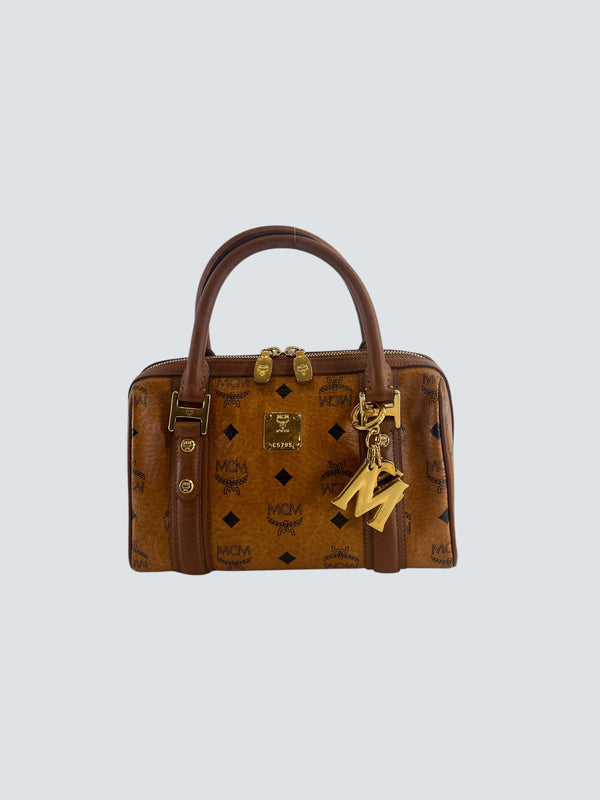 MCM Tan Leather Monogram Handbag