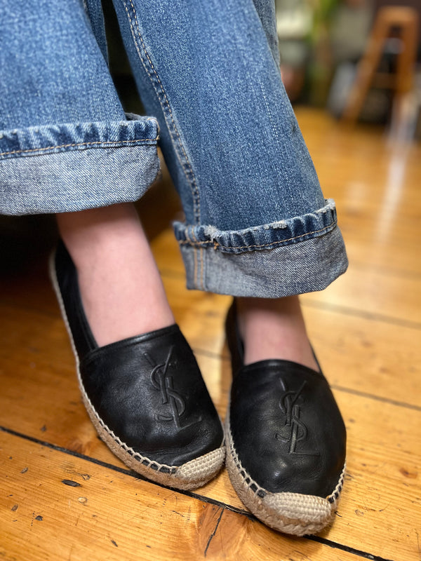 Saint Laurent Black Leather Espadrille - UK 6