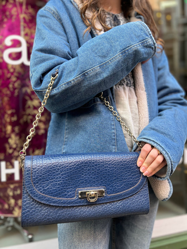 DKNY Navy Leather Shoulder Handbag