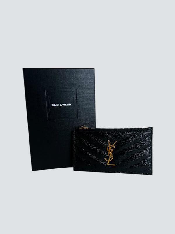 Ysl Black Leather Wallet