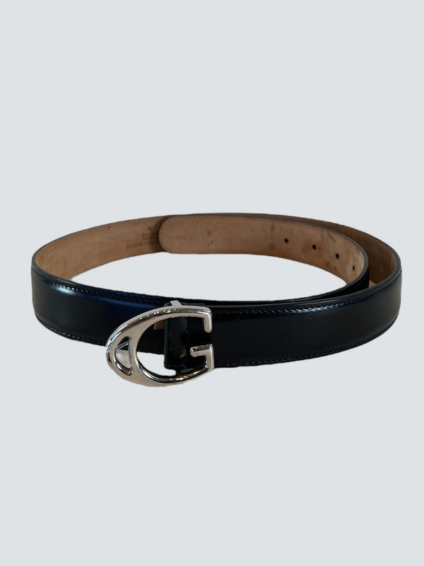 Gucci Black Leather G Belt