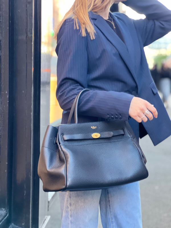 Mulberry Black Leather Belted Bayswater Handbag