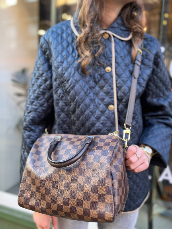 Louis Vuitton Damier Ebene Canvas “Speedy Bandouliere 25”