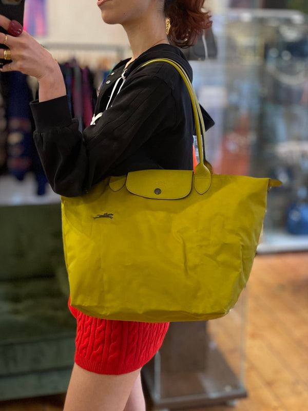 Longchamp Green Nylon "Le Pliage" Tote