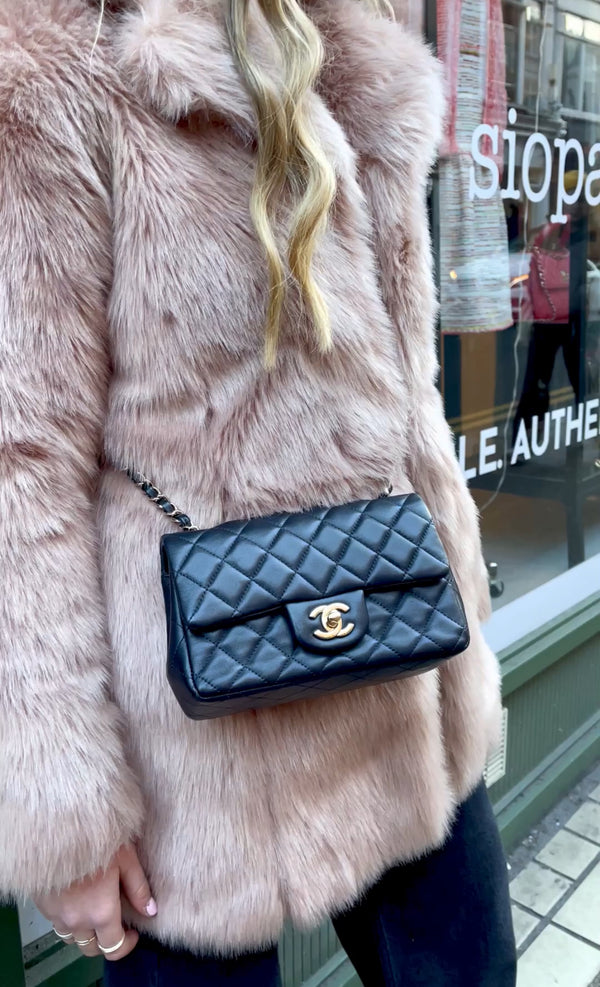 Chanel Black Quilted Lambskin Leather Mini Flap