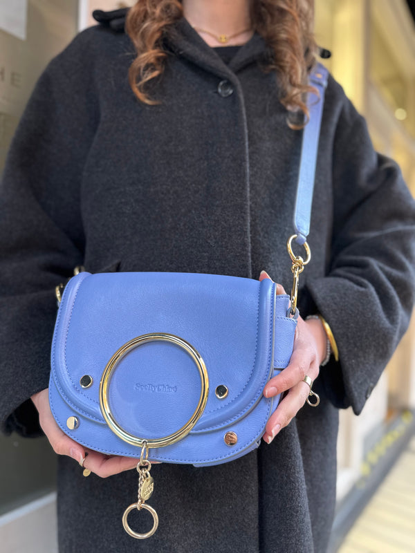 See By Chloe Light Blue Leather "Mara" Crossbody