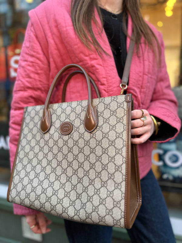 Gucci Monogram Canvas GG Supreme Tote