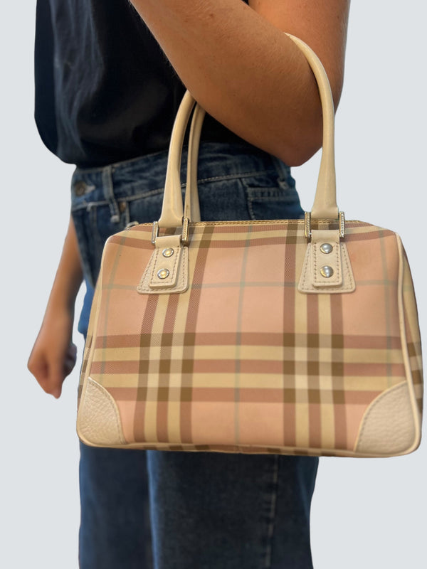 Burberry Pink Tote Vintage Checked Tote  Handbag