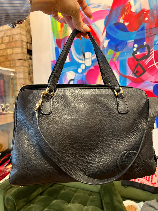 Gucci Black Leather Tote / Shoulder Bag