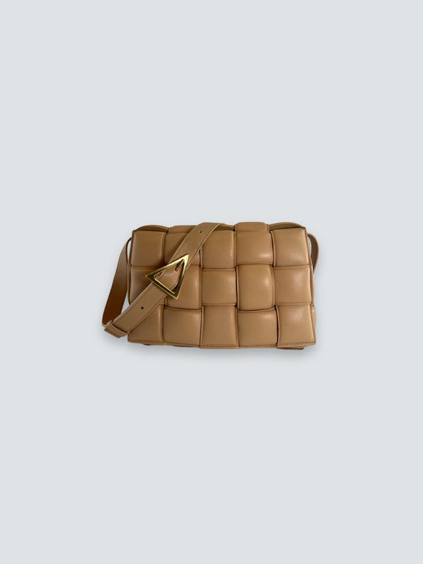 Bottega Cream Quilted Leather Padded Cassette Crossbody