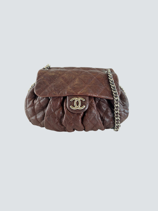 Chanel Burgundy Leather “Chain Around” Shoulder Bag