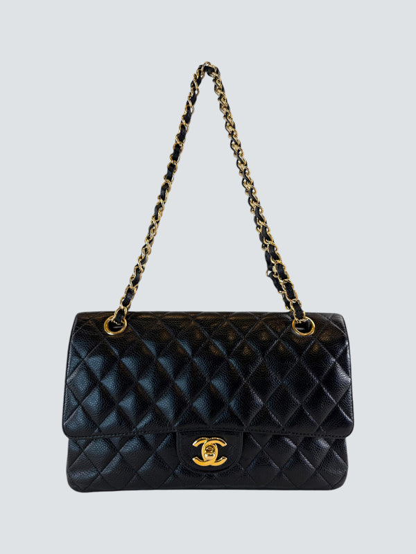 Chanel Black Caviar Leather Medium Double Flap