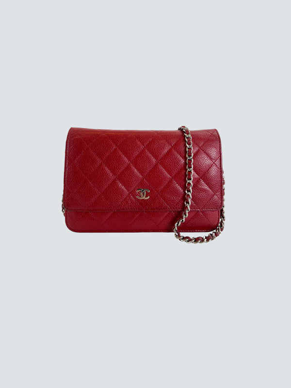 Chanel Red Cavier Leather WOC