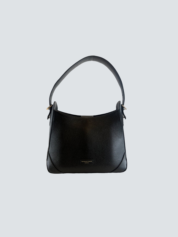 Aspinal of London Black Leather Hobo Handbag