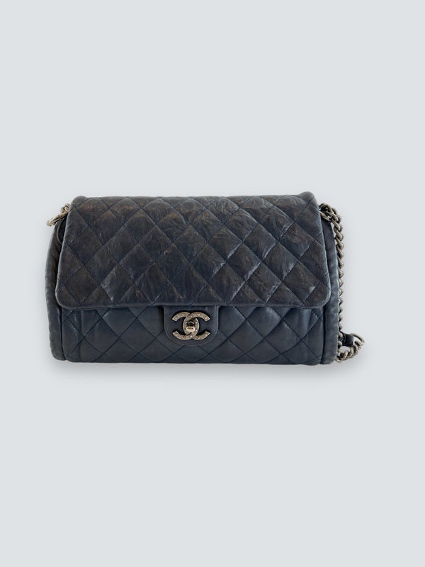 Chanel Navy Quilted Lambskin Leather Shoulder Bag