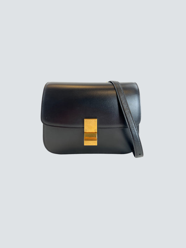 Celine Black Calfskin Leather Box Bag