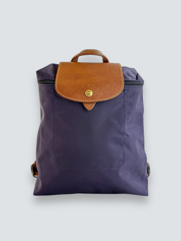 Longchamp Purple Nylon Travel Carry-On Backpack