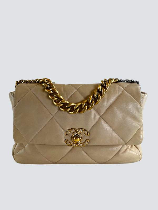 Chanel Cream Lambskin Leather 19