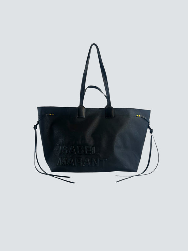 Isabel Marant Black Wydra Logo-Embossed Tote Handbag