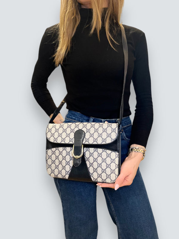 Gucci Monogram Canvas & Leather Crossbody