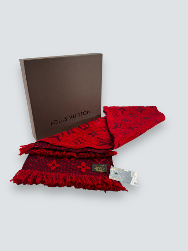 Louis Vuitton Red Wool and Silk Scarf