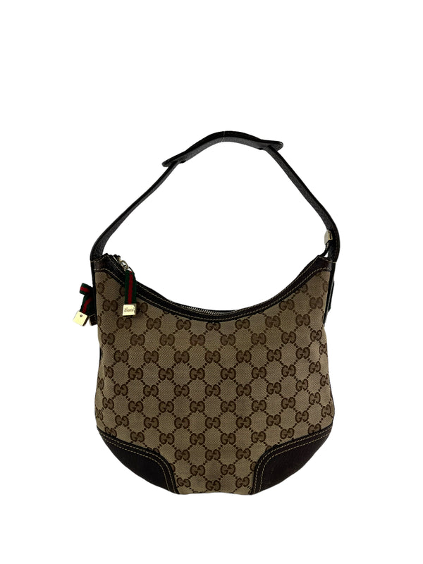 Gucci Monogram Canvas & Leather Vintage Hobo / Shoulder Bag