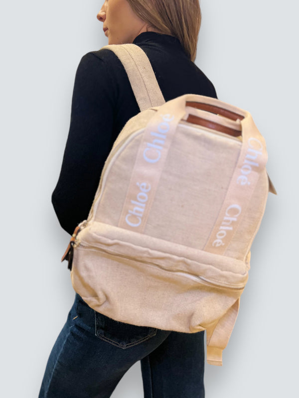 Chloe Kids Logo/Strap Cream Backpack