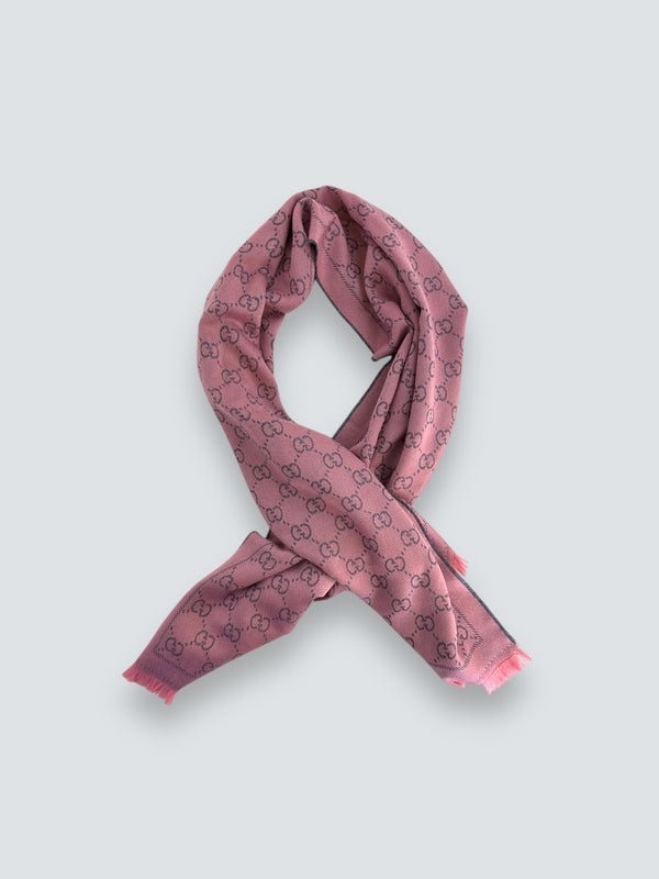 Gucci Pink Wool GG Scarf