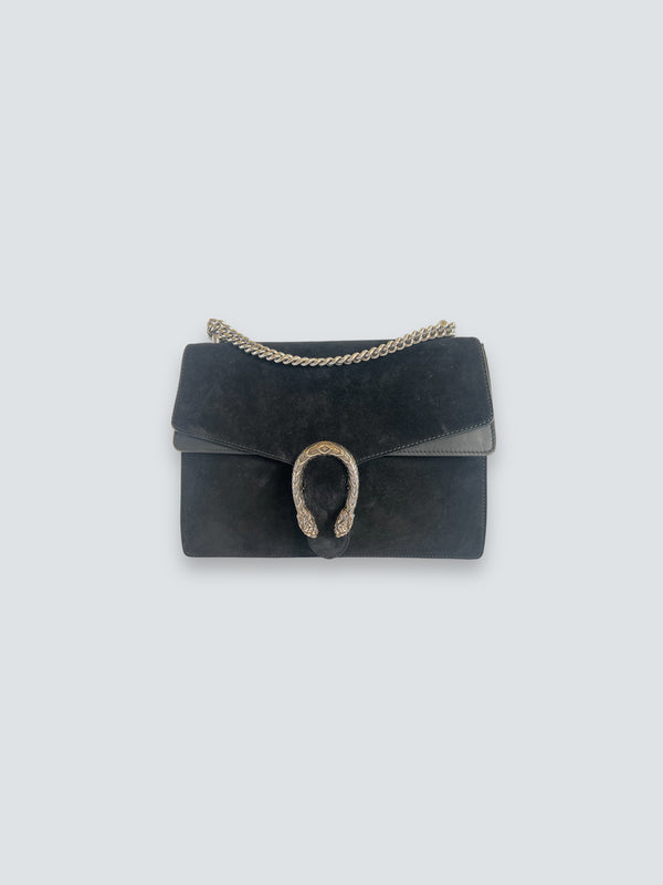 Gucci Black Leather Dionysus Shoulder Handbag