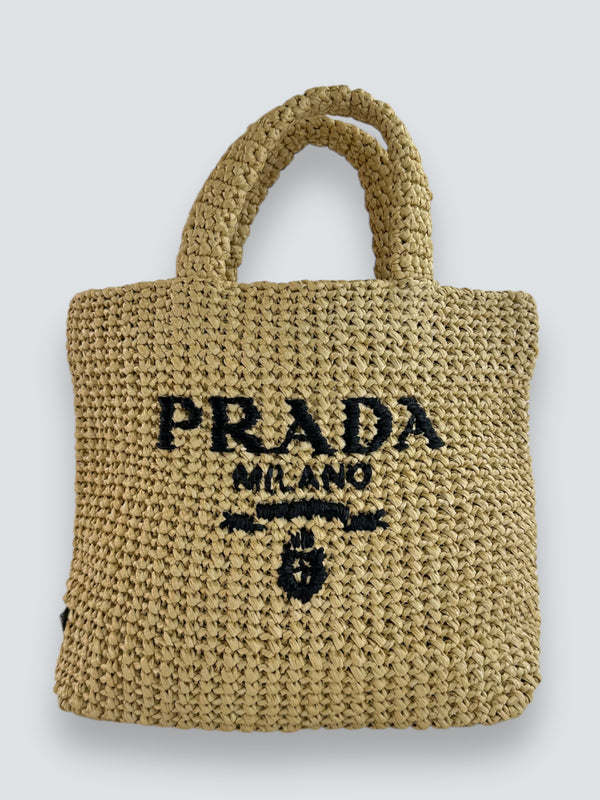 Prada Tan Straw Tote